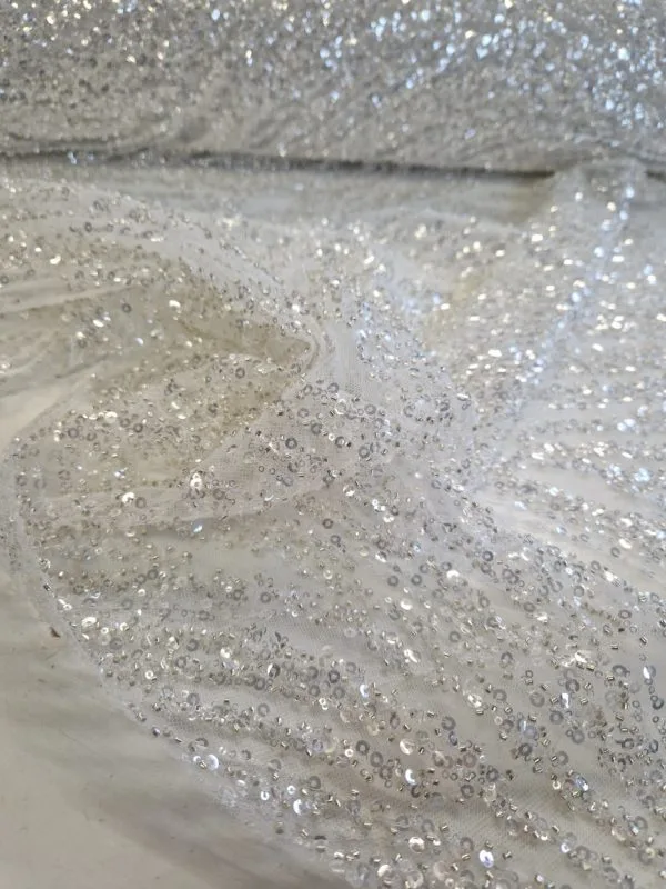Embroidered and Beaded Sequin Lace 'Abstract Swirl' - Image 4