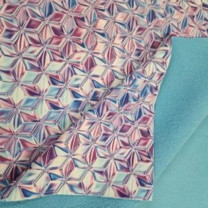 'Diamond Ice' Multi-coloured Soft Shell Fleece lined fabric, Sold per 1/2mt