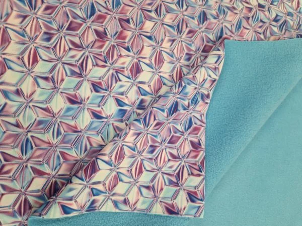 'Diamond Ice' Multi-coloured Soft Shell Fleece lined fabric, Sold per 1/2mt