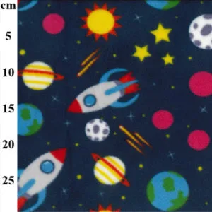Polyester Polar Fleece Spaceships Navy