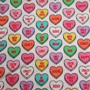 Valentines 100% Cotton- 'Love Hearts' sold per 1/2 mt