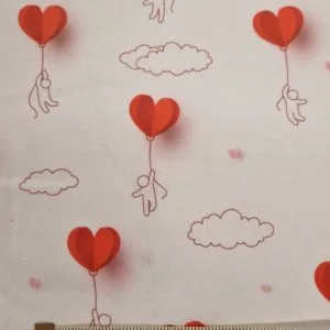 Valentines 100% Cotton- 'Love is in the Air' sold per 1/2 mt