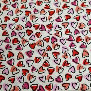 Valentines 100% Cotton- 'Multi Hearts' sold per 1/2 mt