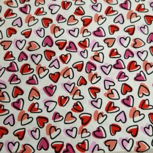 Valentines 100% Cotton- 'Multi Hearts' sold per 1/2 mt