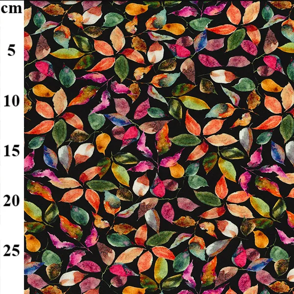 Digital Stretch Cotton Jersey in Lively Leaf design - Image 2