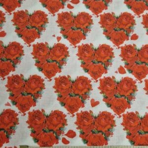 Valentines 100% Cotton- 'Rose Hearts' sold per 1/2 mt