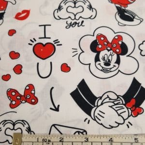 100% Cotton Fabric by Disney 'Mini Mouse Love Letters'