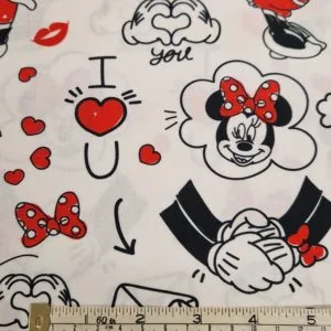 100% Cotton Fabric by Disney 'Mini Mouse Love Letters'