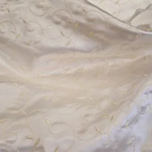Embroidered Duchess Satin In Ivory swirl - last 2mt piece