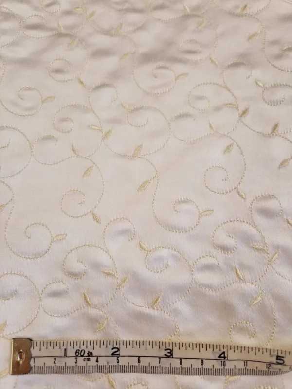 Embroidered Duchess Satin In Ivory swirl - last 2mt piece - Image 2