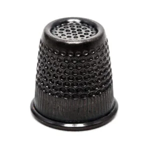 Hemline Gold Black Metal Thimble