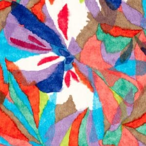 Silky 'Velvet' Charmeuse in Poppy Red Abstract Floral