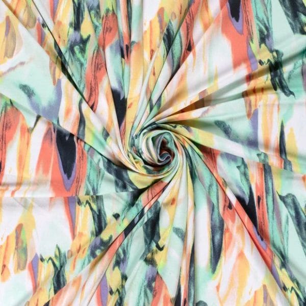 Micro Stretch Jersey In Swirling Pastel Abstract - Image 2