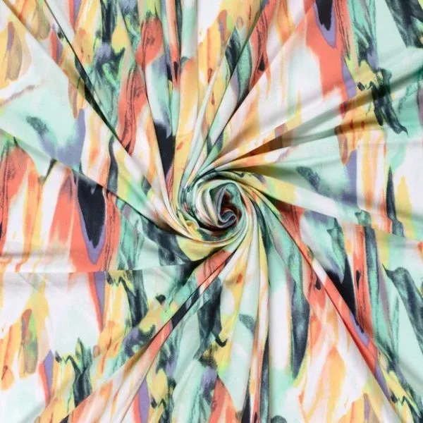 Micro Stretch Jersey In Swirling Pastel Abstract - Image 2