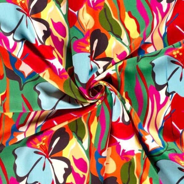 Vibrant Floral Abstract Viscose Twill - Image 2