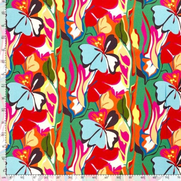 Vibrant Floral Abstract Viscose Twill - Image 3