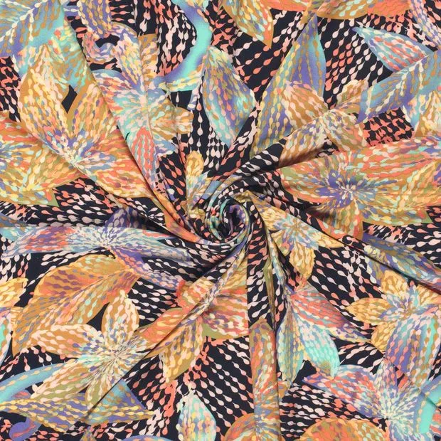 Stretch Viscose Jersey in Midnight Cactus Floral - Image 2