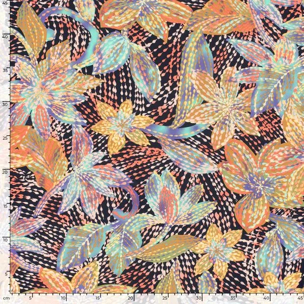 Stretch Viscose Jersey in Midnight Cactus Floral - Image 3