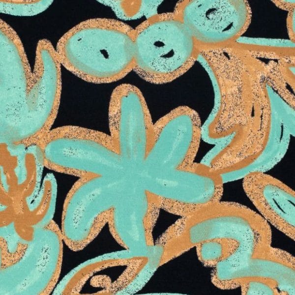 Stretch Viscose Jersey in Aqua Abstract Floral - Image 4