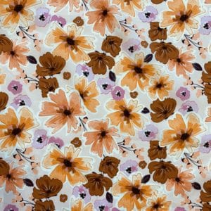 Dusty Pink and Apricot Floral in Cotton Lawn Fabric