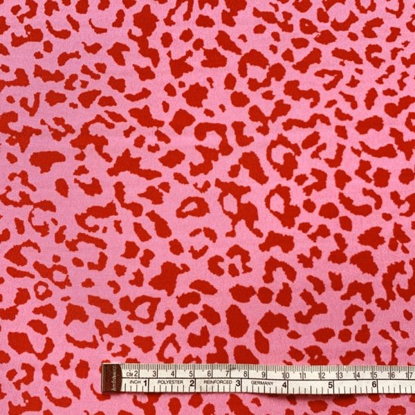 Crepe De Chine Abstract Animal Cerise Printed Fabric - Image 3