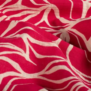 Strawberry Red Abstract 100% Cotton Double Gauze