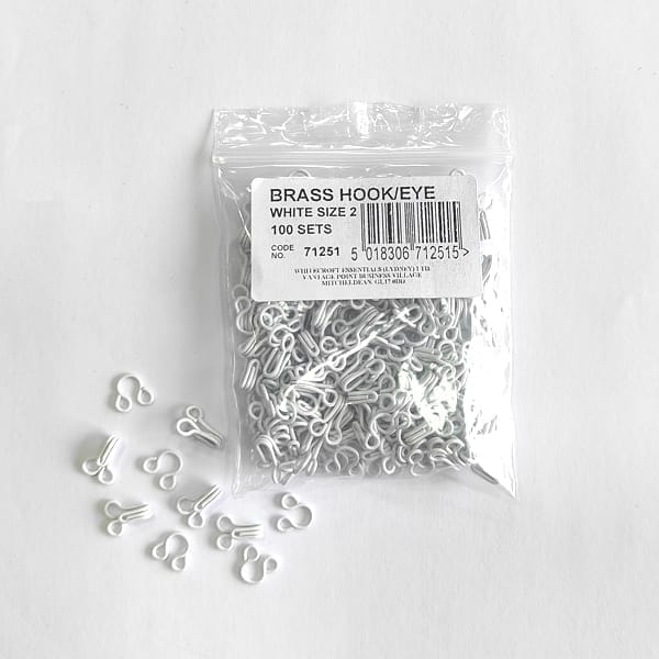 Hook and Eye Fastners in White size 2, Bulk 100 pairs in a pack - Image 2