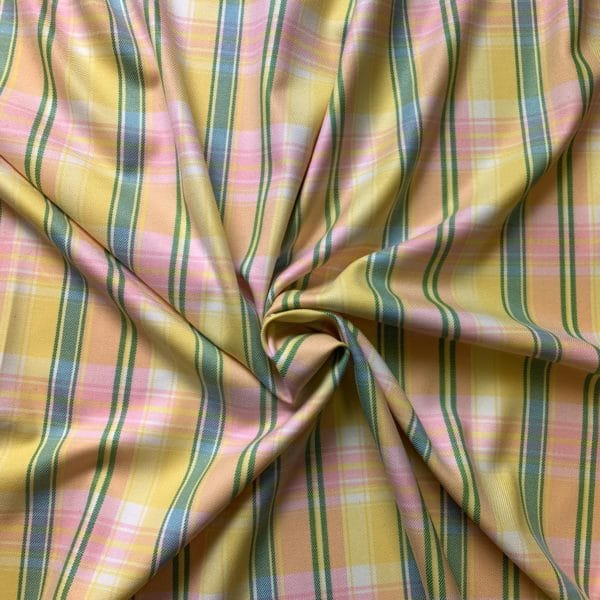 Gaberdine Tartan Check Stretch Cotton Blended Fabric - Image 2