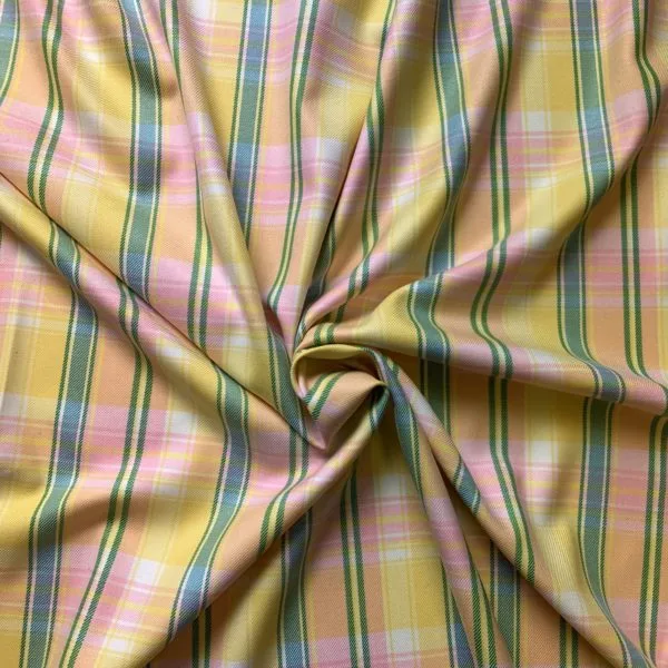 Gaberdine Tartan Check Stretch Cotton Blended Fabric - Image 2