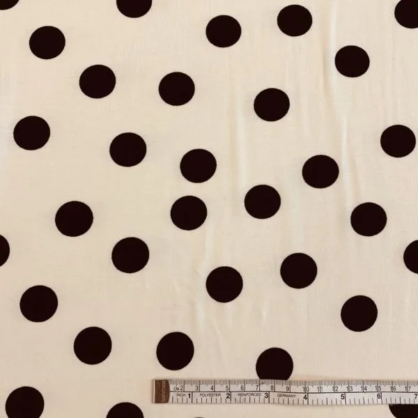 Stretch Viscose Jersey Black Spot on a Biscuit Ground - Image 3