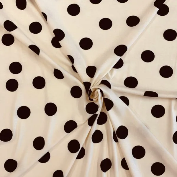 Stretch Viscose Jersey Black Spot on a Biscuit Ground - Image 2