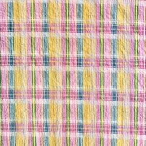 Summer Pastel Check Seersucker Stretch Cotton Fabric