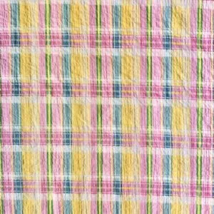 Summer Pastel Check Seersucker Stretch Cotton Fabric