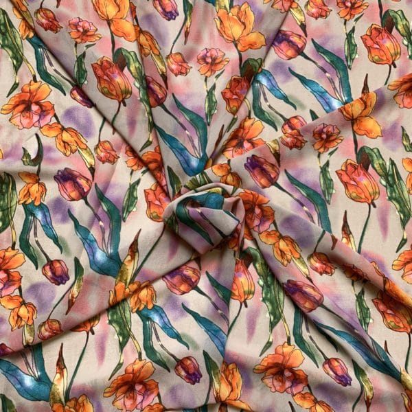 Tulip Floral Crepe Georgette Fabric - Image 2
