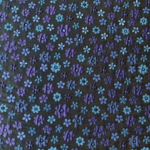 Brocade - Jacquard in Black, Cobalt Daisy Design