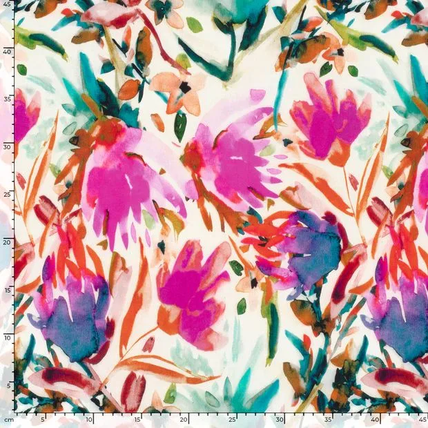 Floaty Floral Leaf Viscose poplin in Summer Whites - Image 3