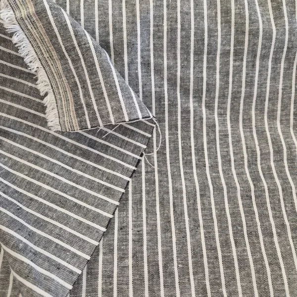 Cotton and Linen Chambray Chalk Stripe - Image 6