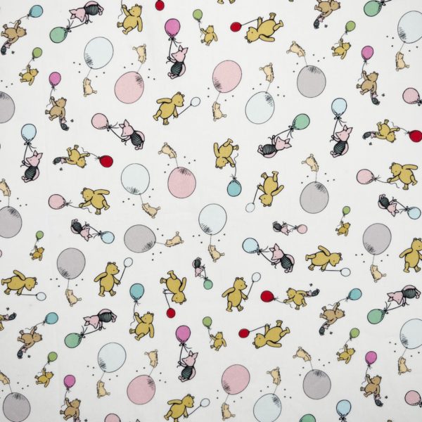 Digitally Printed Licensed Winnie The Pooh Fabric | Balloons Ivory - Image 2