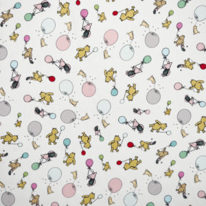 Digitally Printed Licensed Winnie The Pooh Fabric | Balloons Ivory