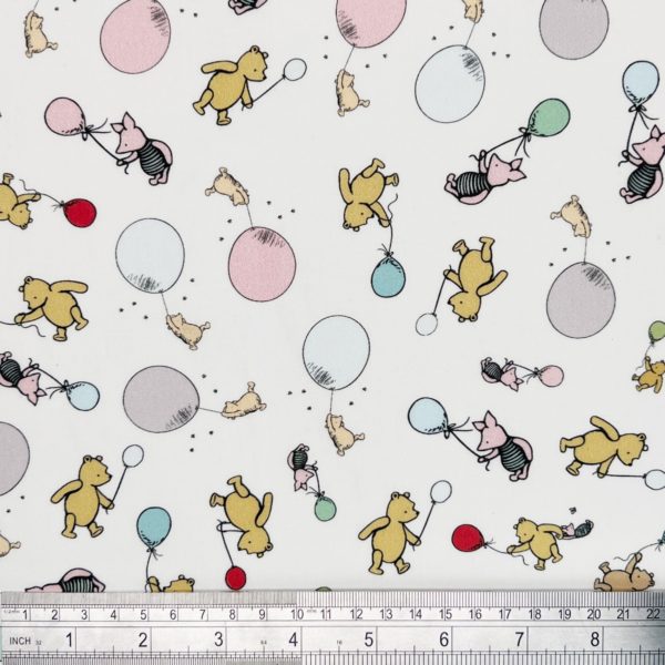 Digitally Printed Licensed Winnie The Pooh Fabric | Balloons Ivory - Image 3