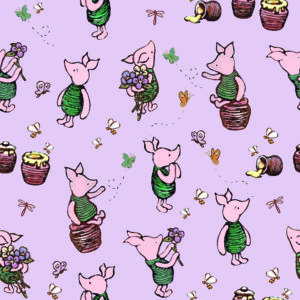 Digitally Printed Licensed Winnie The Pooh Fabric | Characters-Piglet