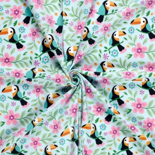 Stretch Cotton Jersey 'Toucans' - Image 2