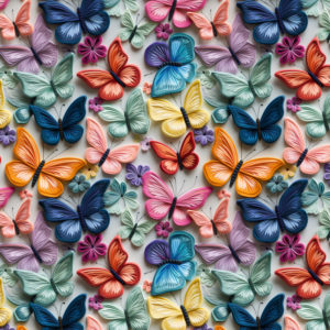 Digitally Printed 3D Cotton Fabric | 3D Butterflies