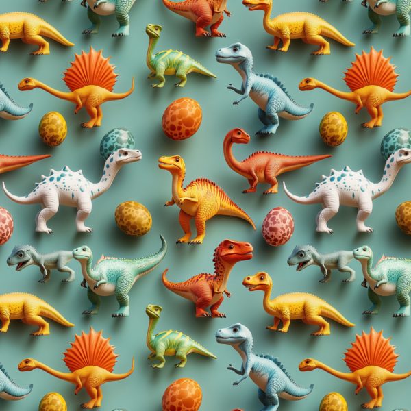 Digitally Printed 3D Cotton Fabric | 3D Dinosaurs - Image 2