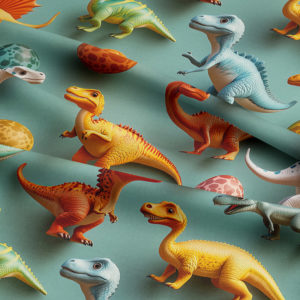 Digitally Printed 3D Cotton Fabric | 3D Dinosaurs