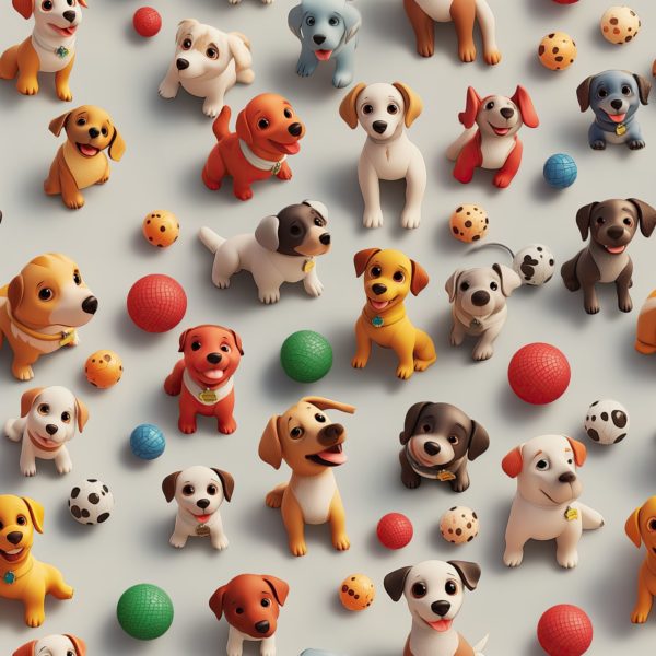 Digitally Printed 3D Cotton Fabric | 3D Dogs - Image 2