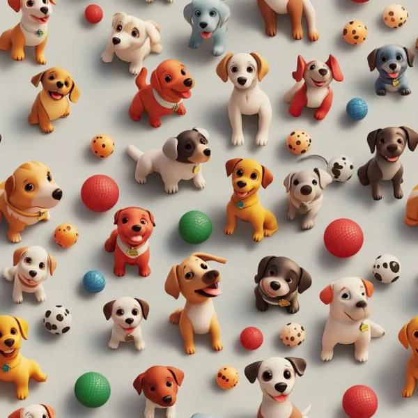 Digitally Printed 3D Cotton Fabric | 3D Dogs - Image 2