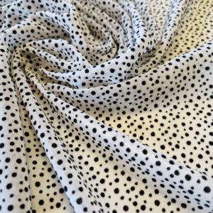 Polyester Crinkle Chiffon with small Flocked Velvet Black Dot