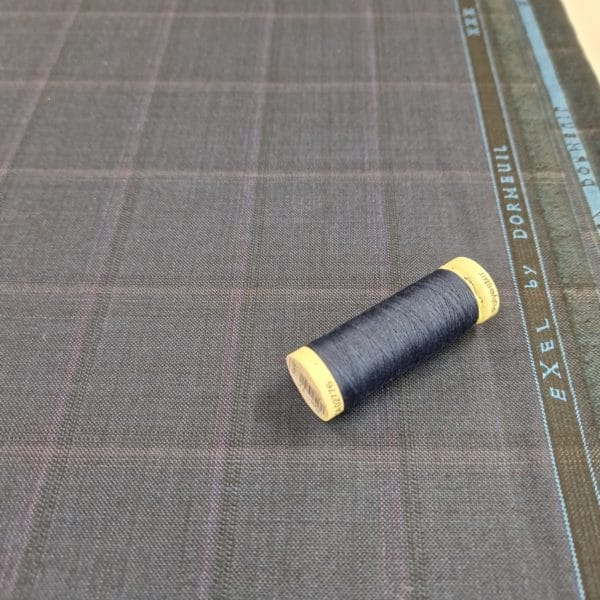 'Dormeuil' Branded Luxury Wool Suiting Check | Teal/Navy - Image 4