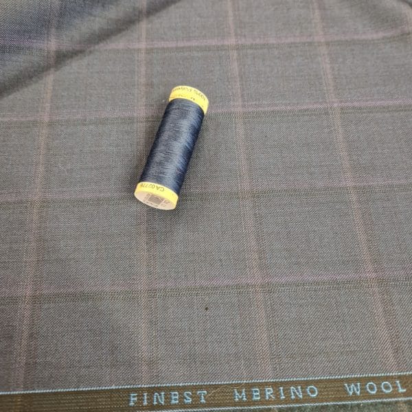 'Dormeuil' Branded Luxury Wool Suiting Check | Teal/Navy - Image 5